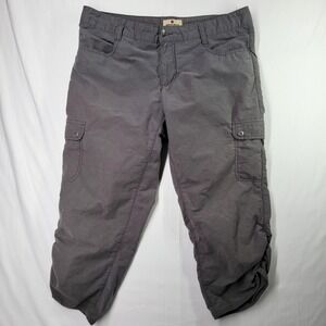 Woolrich Trek Cargo Capri Pants Women's Size 8 Gray Lightweight Hiking Ruched